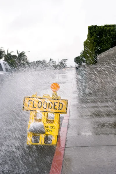 Flooded street sign — Stock Photo, Image