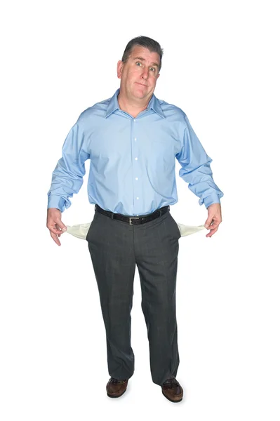 Affärsman som håller ut tomma fickor — Stockfoto