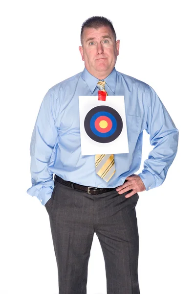 Affärsman med bulls eye mål på skjorta — Stockfoto