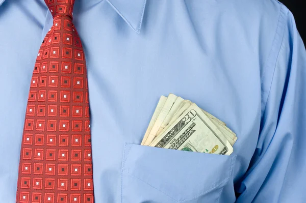 Businessman with cash in pocket — Stock Photo, Image