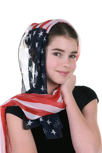 Young girl with headdress scarf — Stock Photo, Image