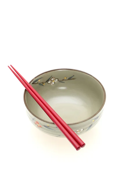 Chopsticks and rice bowl — Stock Photo, Image