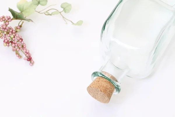 Glass bottle and grapes — Stockfoto