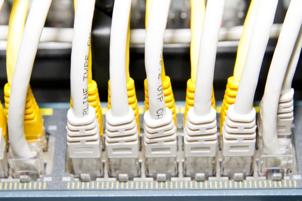 Yellow and white network cables — Stock Photo, Image