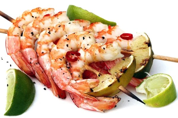 Prawn and Lime Skewers — Stock Photo, Image