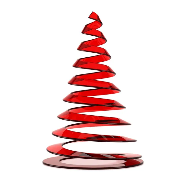 程式化的圣诞树在红色玻璃 — 图库照片