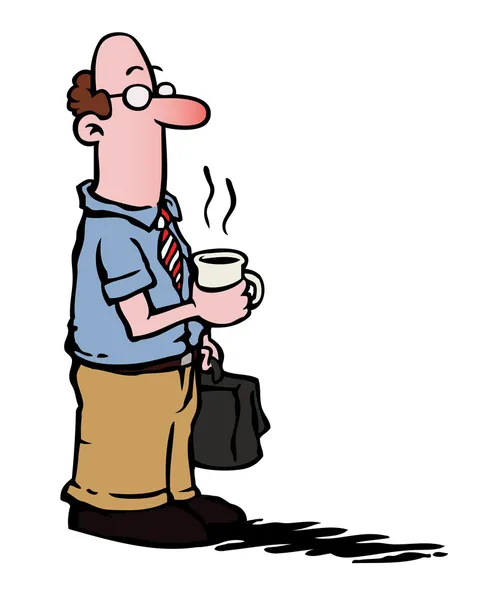Ο άνθρωπος των επιχειρήσεων / εργαζόμενο με καφέ — Διανυσματικό Αρχείο