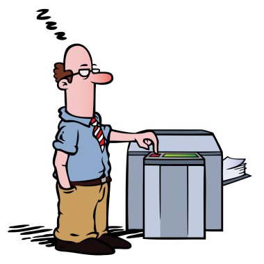 Employee at the copy machine clipart
