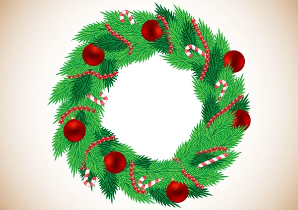 Christmas wreath with balls — Stock Vector