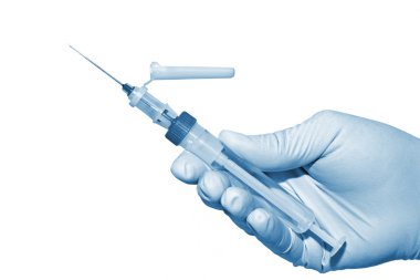 Hand and syringe isolated on white background clipart