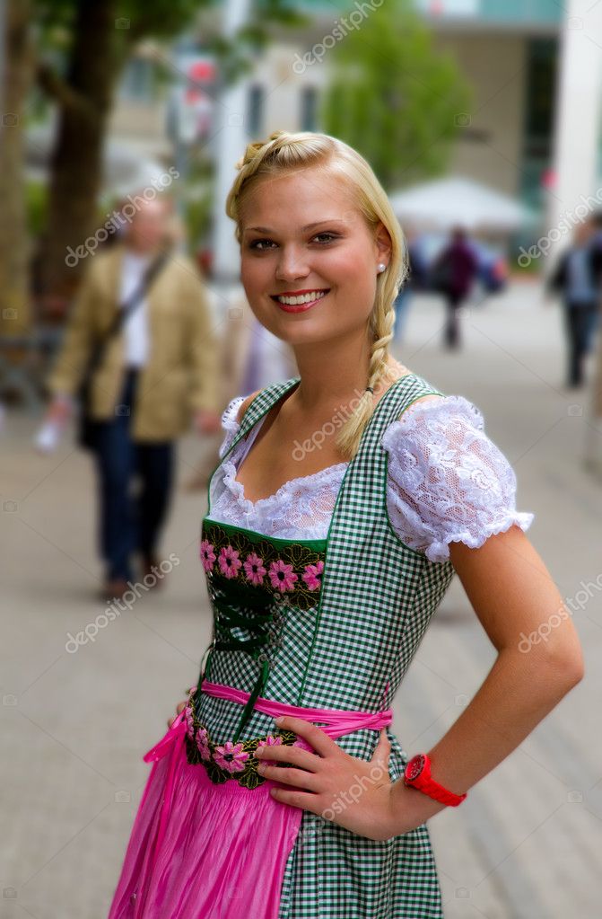 Young girl in a dirndl Stock Photo by 