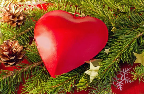 Rode harten van Kerstmis — Stockfoto