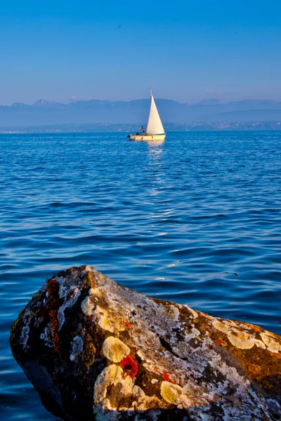 Barca a vela in un lago — Foto Stock