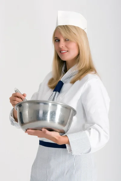 Ženské kuchař s jídlo — Stock fotografie