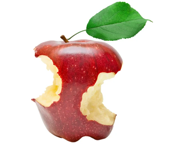 Bitten rött äpple — Stockfoto