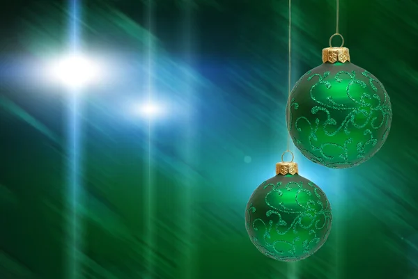 Bolas de Natal no fundo verde — Fotografia de Stock