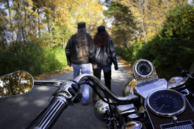 Bikers Couple Walk clipart