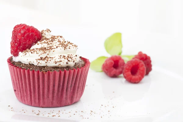 Chocolate and Raspberry Cupcake — Stock Photo, Image