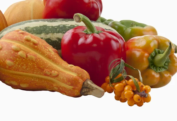 Verduras y frutas de otoño sobre un fondo blanco — Foto de Stock
