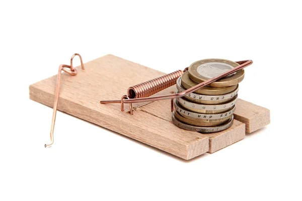 Loose cash on mousetrap — Stock Photo, Image