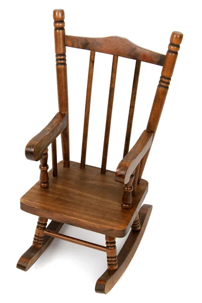 Oude houten schommelstoel op witte achtergrond — Stockfoto
