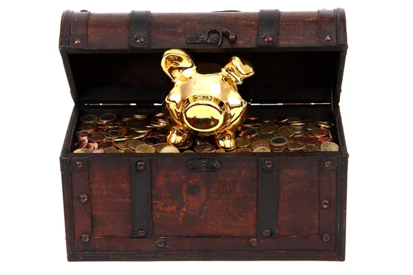 Piggy bank inside treasure chest — Stock Photo, Image