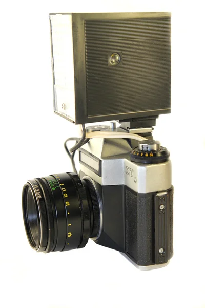 Old flash camera isolated on white background — Stock Photo, Image