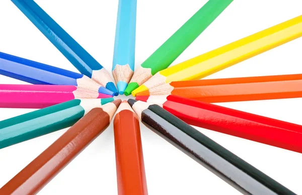 Colored pencils in a circle — Stock Photo, Image