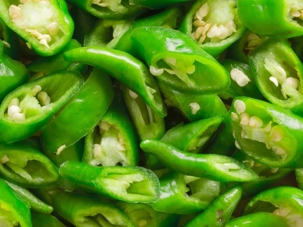 Plasterki zielone chilli — Zdjęcie stockowe
