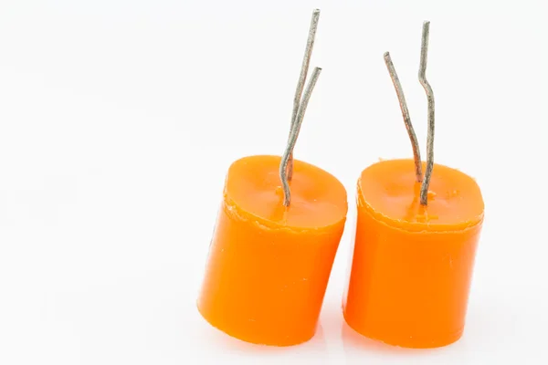Dois capacitores eletrolíticos — Fotografia de Stock