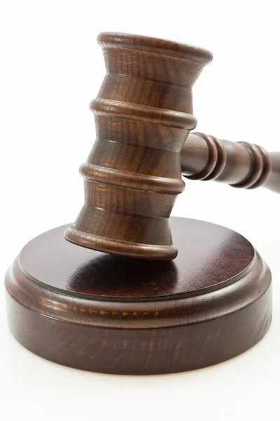 stock image Detail of wooden judge gavel and stand