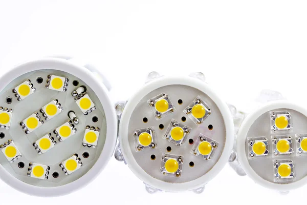 Светодиодные лампочки различных размеров с 1-чиповым и 3-чиповым SMD LE — стоковое фото