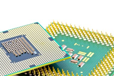 SMD components on bottom of the new and old processors clipart