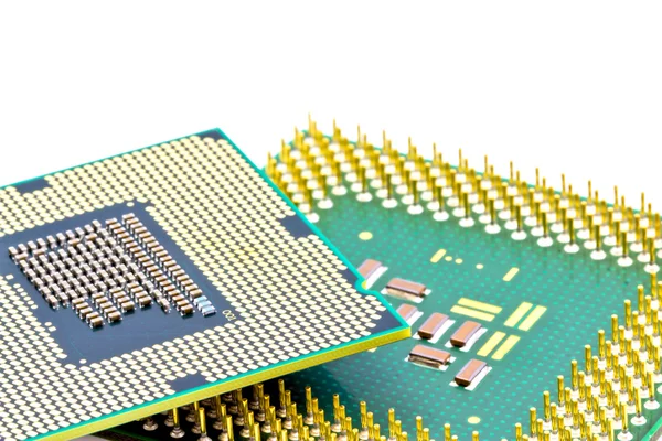 SMD komponentów na dole starych i nowych procesorów — Zdjęcie stockowe