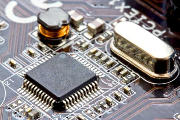 Audio chip on the motherboard of computer — Stock Photo, Image