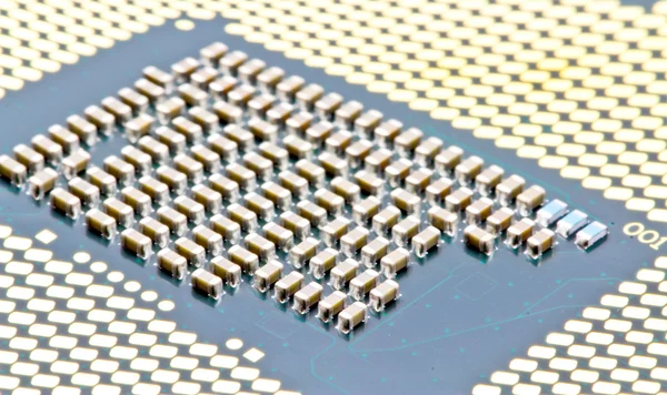SMD komponentów na dno procesora pc — Zdjęcie stockowe