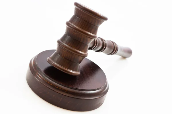 stock image Wooden judge gavel and wooden stand