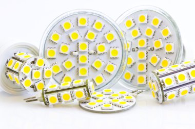 Various LED bulbs with 3-chip SMD LEDs clipart