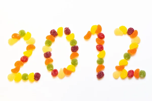Разноцветные резиновые конфеты в цифрах формирования 2012 — стоковое фото