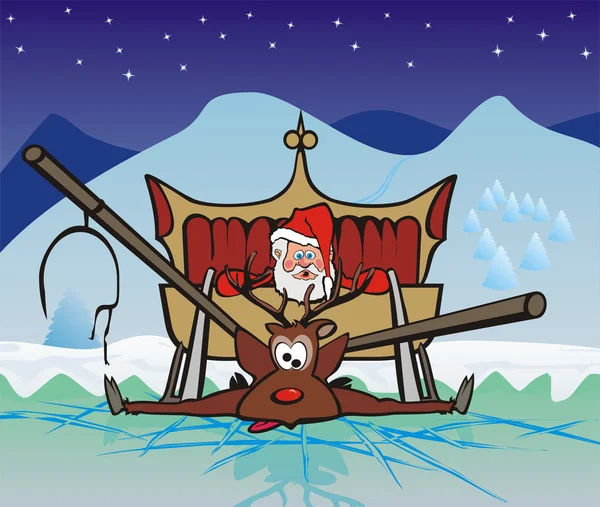 Санта-Клаус и его олень — стоковый вектор
