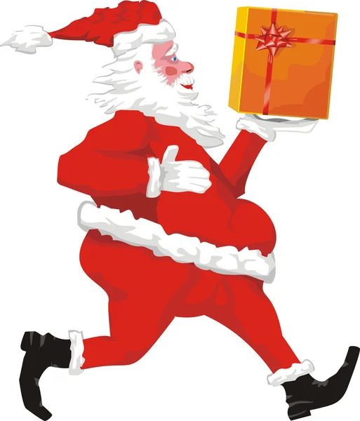 Santa claus and christmas gift — Stock Vector