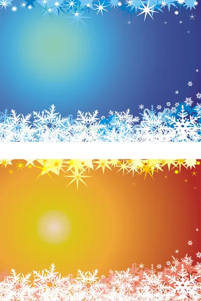 Fondo de invierno - copo de nieve y estrellas — Vector de stock