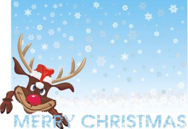 Red nosed reindeer - christmas card clipart