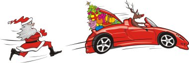 Reindeer escapes convertible - merry christmas clipart