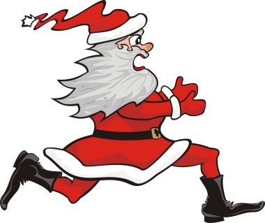 Santa claus running clipart