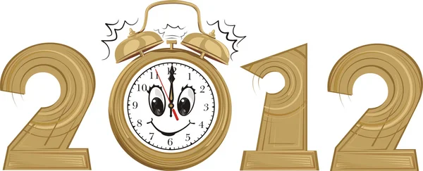 2012 - new year and alarm clock — Stock Vector
