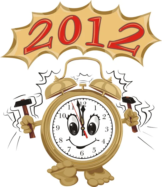 अलार्म रिंग और नए साल 2012 — स्टॉक वेक्टर