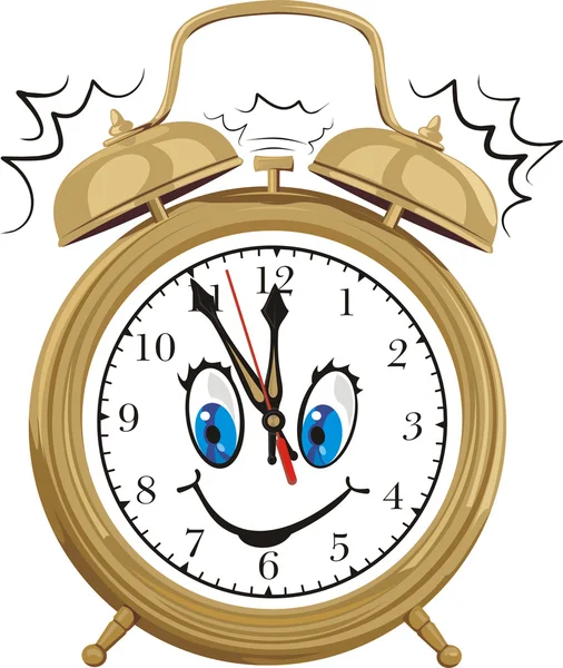 Relógio de alarme - cara de relógio sorridente — Vetor de Stock