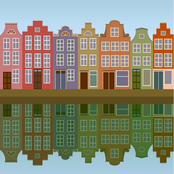 Houses on Amsterdam canal — Stock Vector