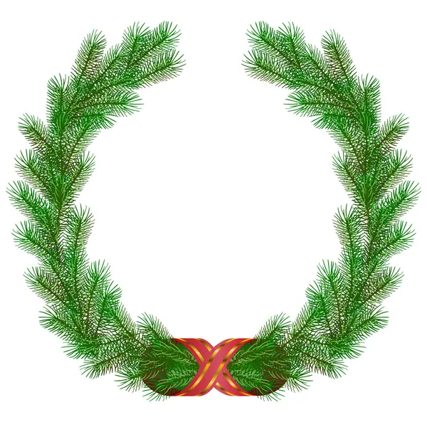 Marco de corona de rama de abeto de Navidad — Vector de stock